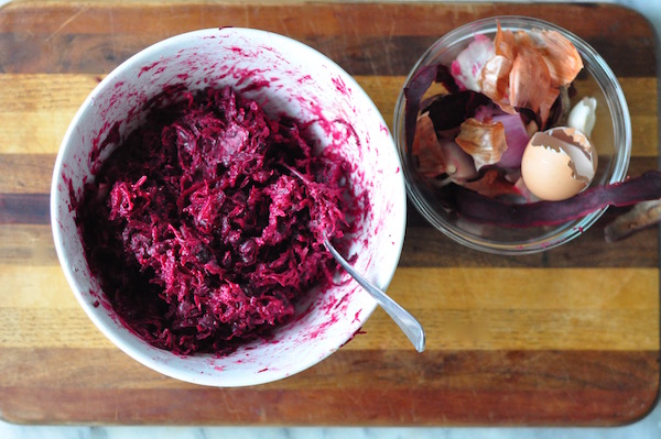 grated beetroot and shallot