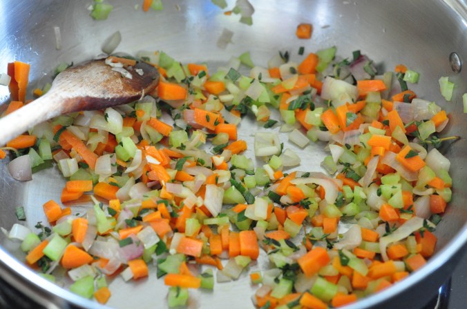 sauteeing veg with herbs