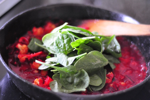 angle beetroot curry with spinach