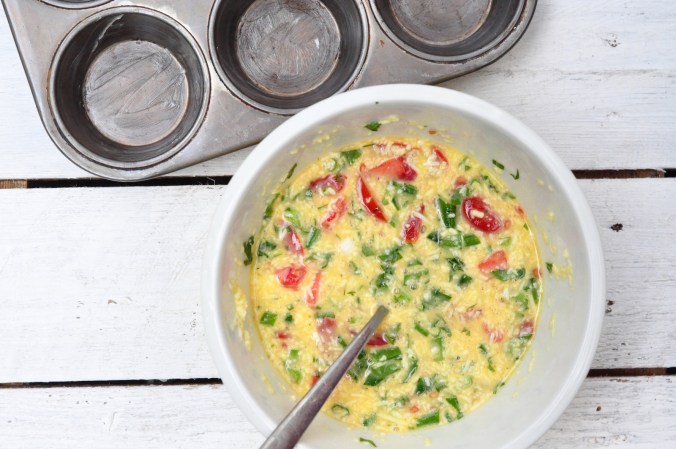 Crustless quiche mix in a bowl