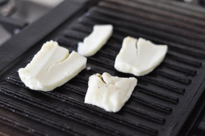 frying halloumi