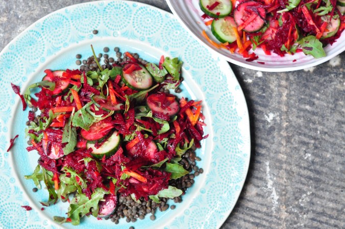 lentils and salad on plate 1600px